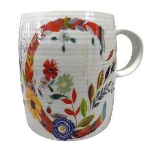 Anthropologie Starla Hoffman Floral C Monogram Initial Coffee Mug Tea Cup